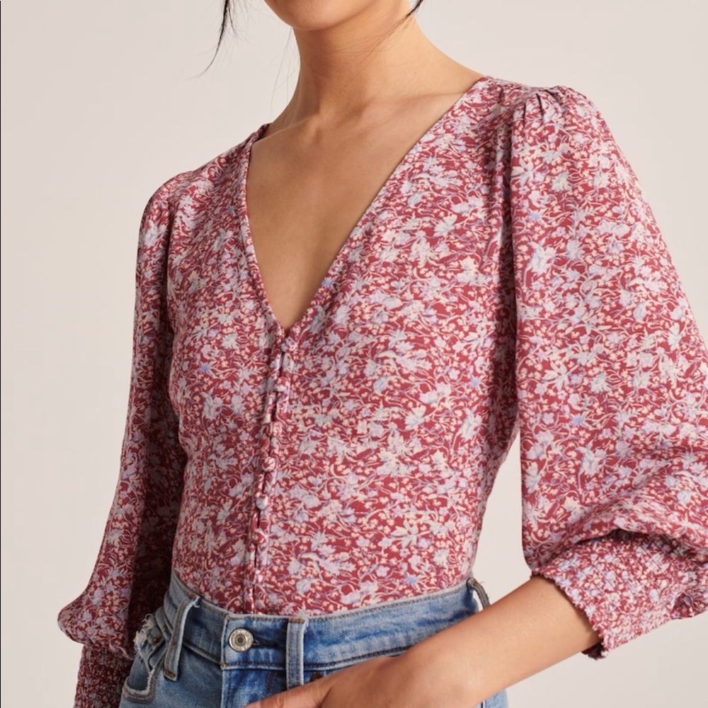 A&F Long-Sleeve Printed Peasant Blouse